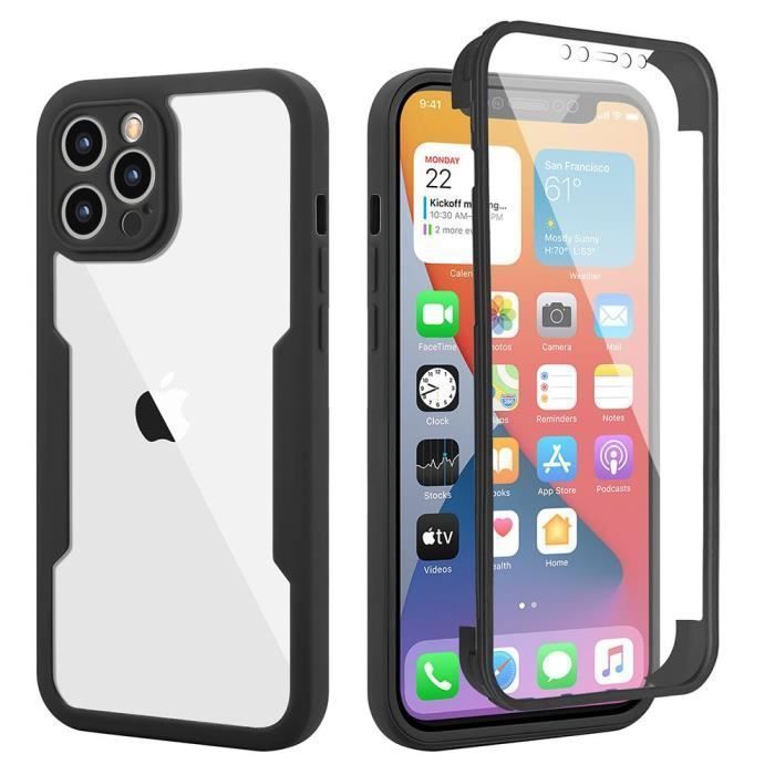 Coque de protection intégrale - PROSHOP - iPhone 12 Pro Max - TPU - 360° - Noir mat