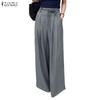Womens Casual Solid Color Loose Commute Wide Leg Pants
