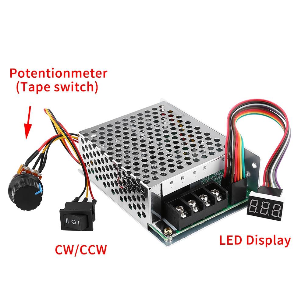 DC10V 55V PWM Brushed DC Motor Speed Controller CW CCW Reversible Switch With Digit Display