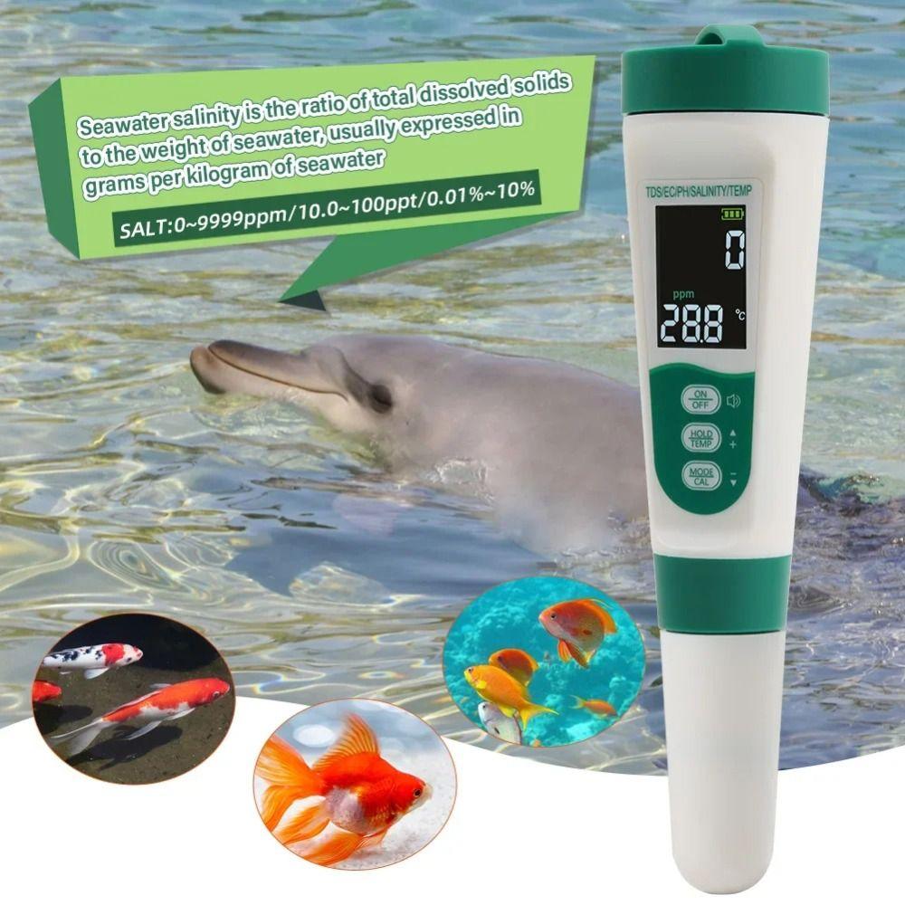 LCD Digital Display Water Quality Tester Multifunction Digital PH Meter Salt Tester  Aquarium
