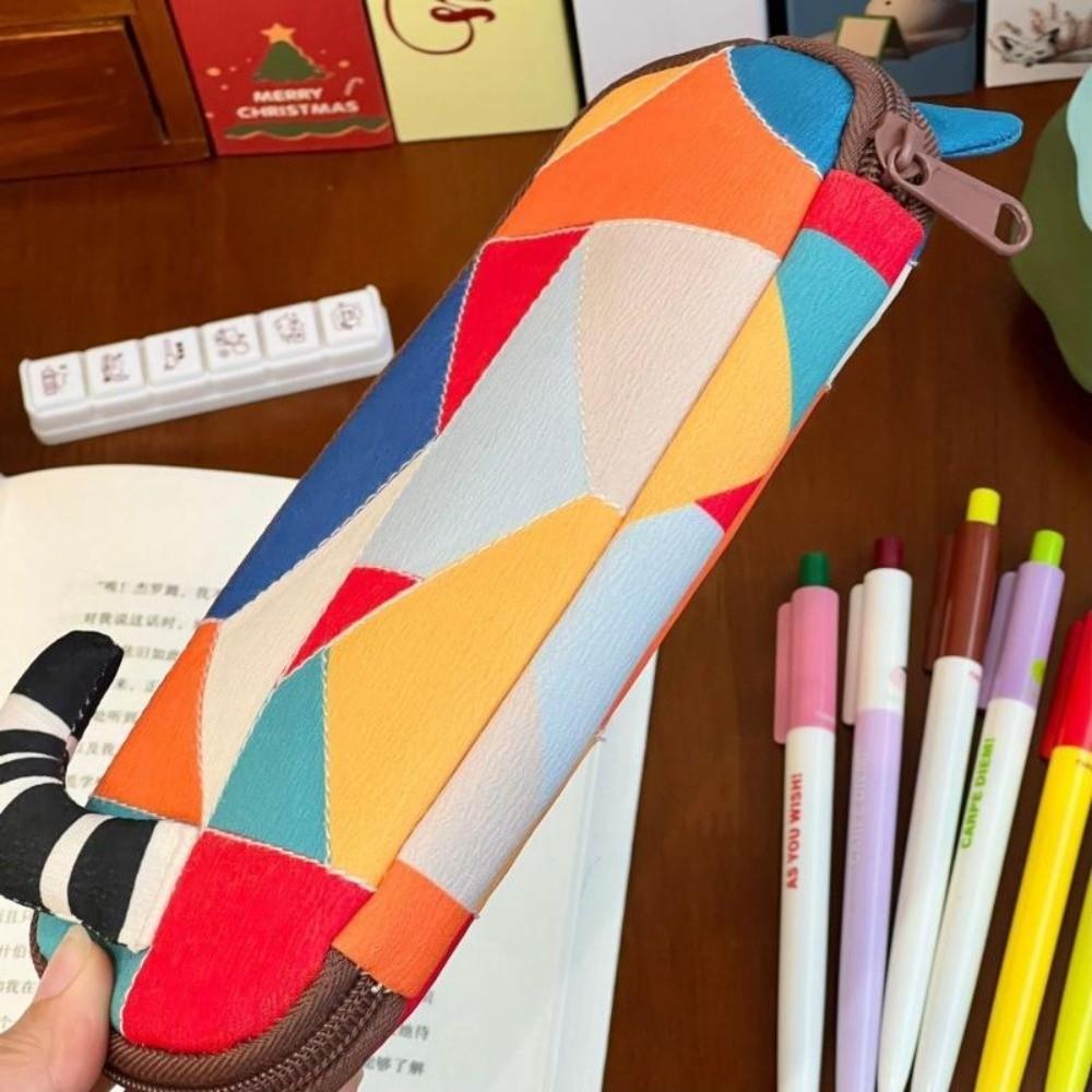 Patchwork Cartoon Pen Bag Cloth Stationery Storage Bag Portable Cat Pencil Case  School Supplies