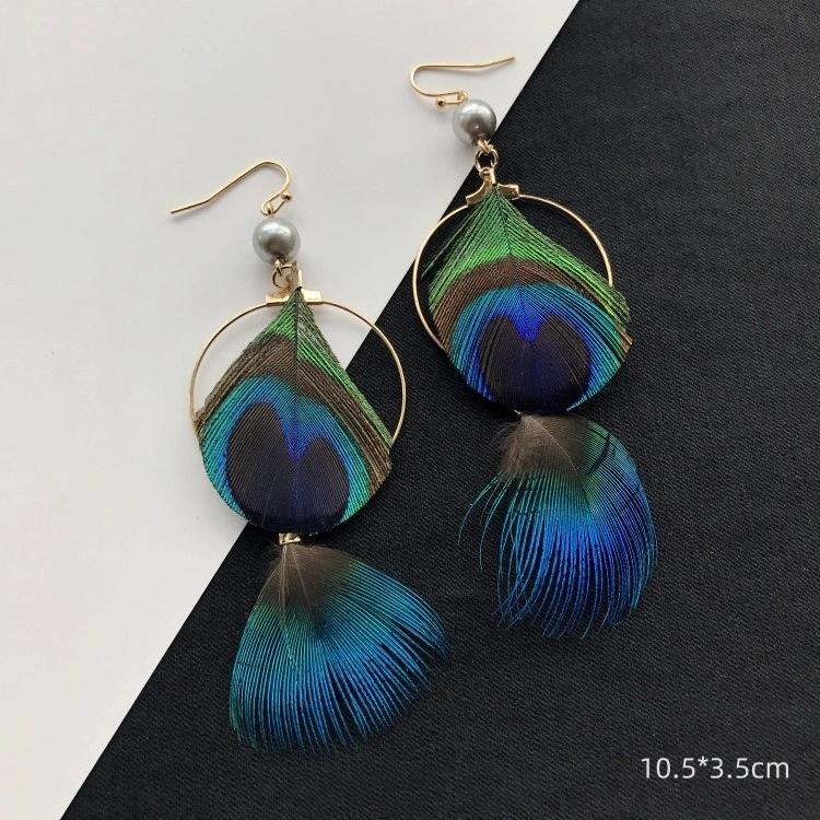 Unique Exaggerate Feather Earrings Creative Feathers Long Earrings Trendy Boho Big Earrings Women Statement Jewelry Wholesale
