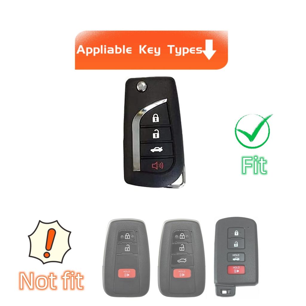 Key Fob Cover with Bling Lanyard for Toyota Fortuner Tundra Camry RAV4 Highlander Corolla Smart Key Flip Key Case Protector