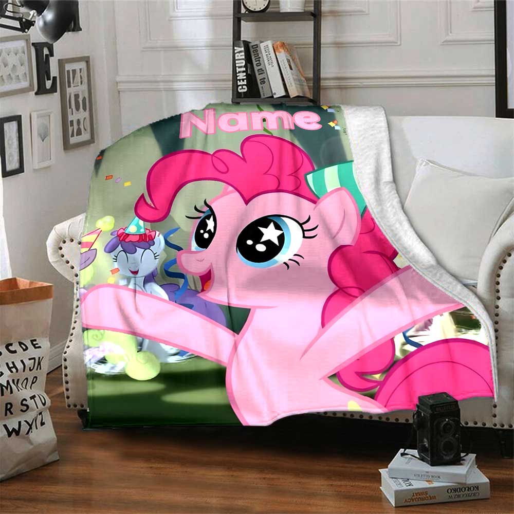 Little Pony (12) Customize Your Name Blanket Throw Personalized Blanket Soft Warm Cozy Perfect for Office Livingroom Nap Bed for All Occasions