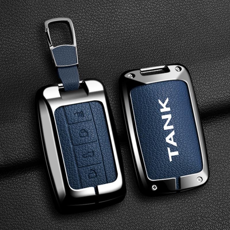 Alloy Car Key Case Cover For Great Wall GWM WEY TANK 300 500 Tank300 Tank500 Key Bag Shell Holder Protector Keychain Accessories