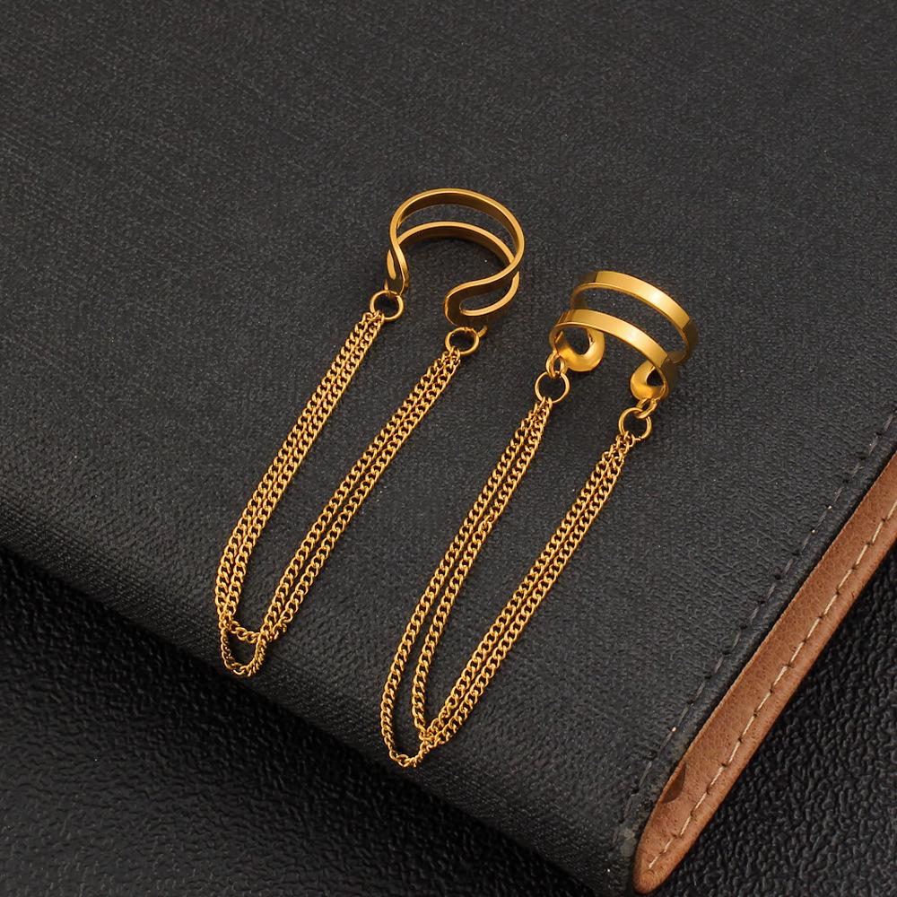 Geometric Double Layer Tassel Ear Cuff - No-Pierce Women s Earrings Gift золотой
