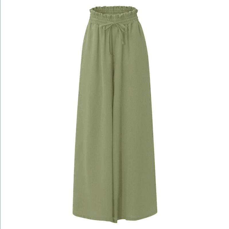 Women's High-waisted Wide-leg Culottes with Elastic Waistband - European and American Summer Style