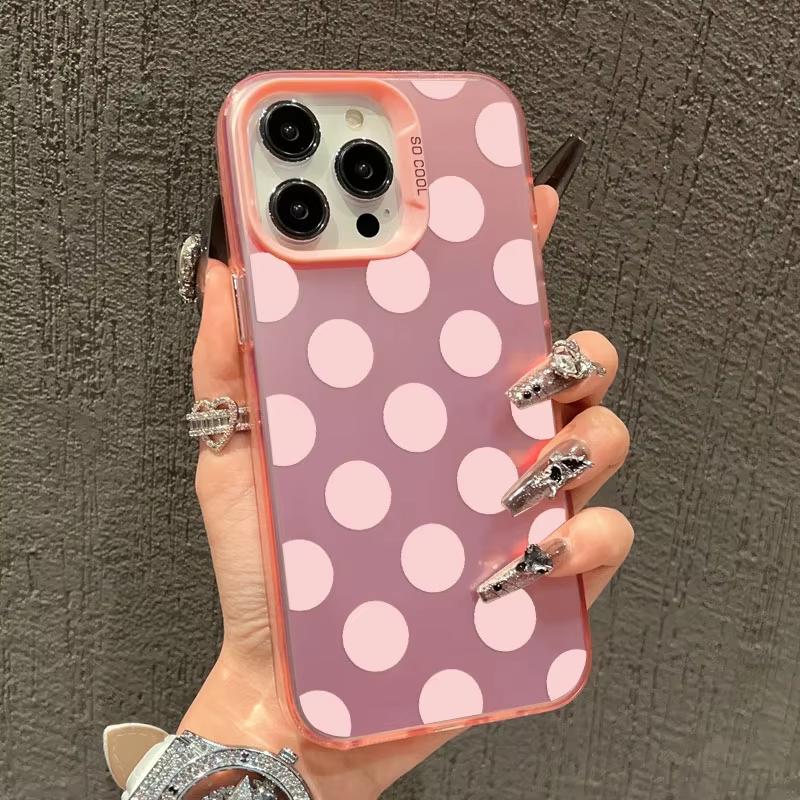 Minimalist Black White Polka Dot Pattern Laser Phone Case For iPhone 15 14 Pro Max Plus 17 16 Pro Max 13 Mini 12 11 Pro Max Case