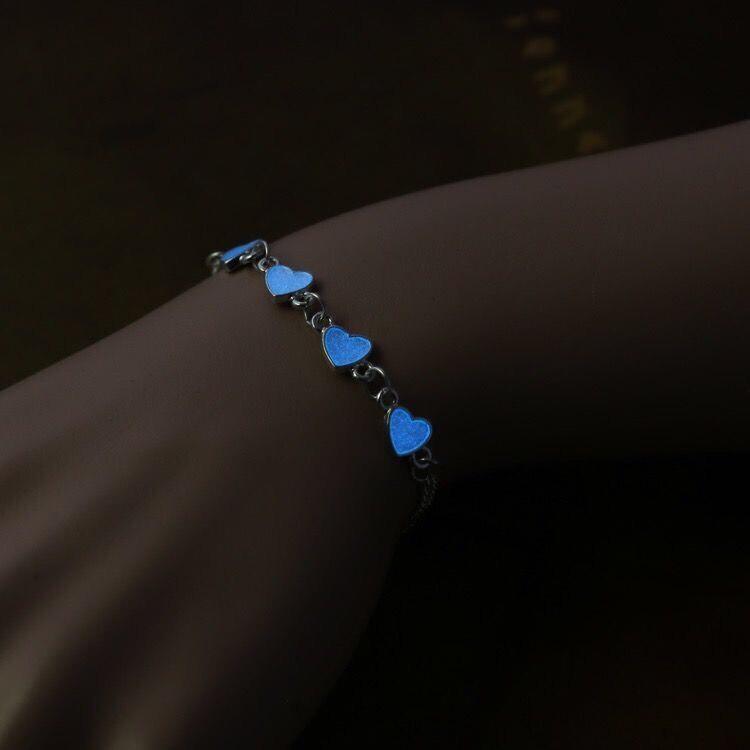 

Браслет Lianxing Fashion со светящимся сердцем, корейский браслет для девушки, подарок для подруги, синий флуоресцентный милый браслет S51