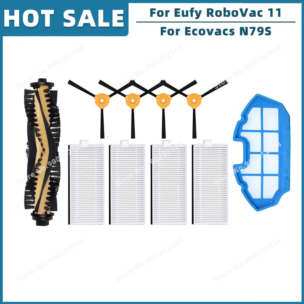 Compatible For ( Eufy RoboVac 11 11C, Cecotec Conga Excellence 990, Ecovacs N79S ) Replacement Parts Main Side Brush Hepa Filter