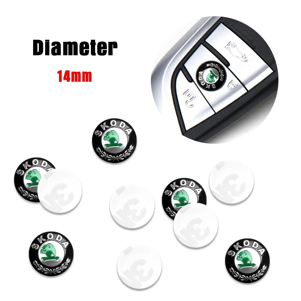 2025 Nowe 10/20 szt. 14mm Naklejki z Emblematem Kluczyka Samochodowego Naklejka z Logo Kluczyka do Sterowania Auto Dla Skoda Octavia Rapid Fabia Yeti Superb A5 A7 VRS V