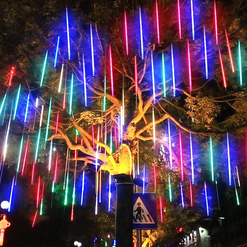 Solar Waterproof LED Meteor Shower String Lights for Outdoor Trees & Festival Decorations