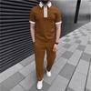 European & American Slim Fit Zipper Lapel Short Sleeve Printed Polo Shirt for Men