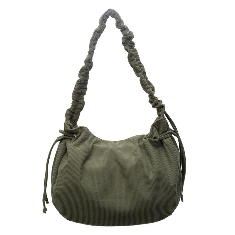 

Women s Drawstring Handbag Corduroy Shoulder Crossbody Bag зелений