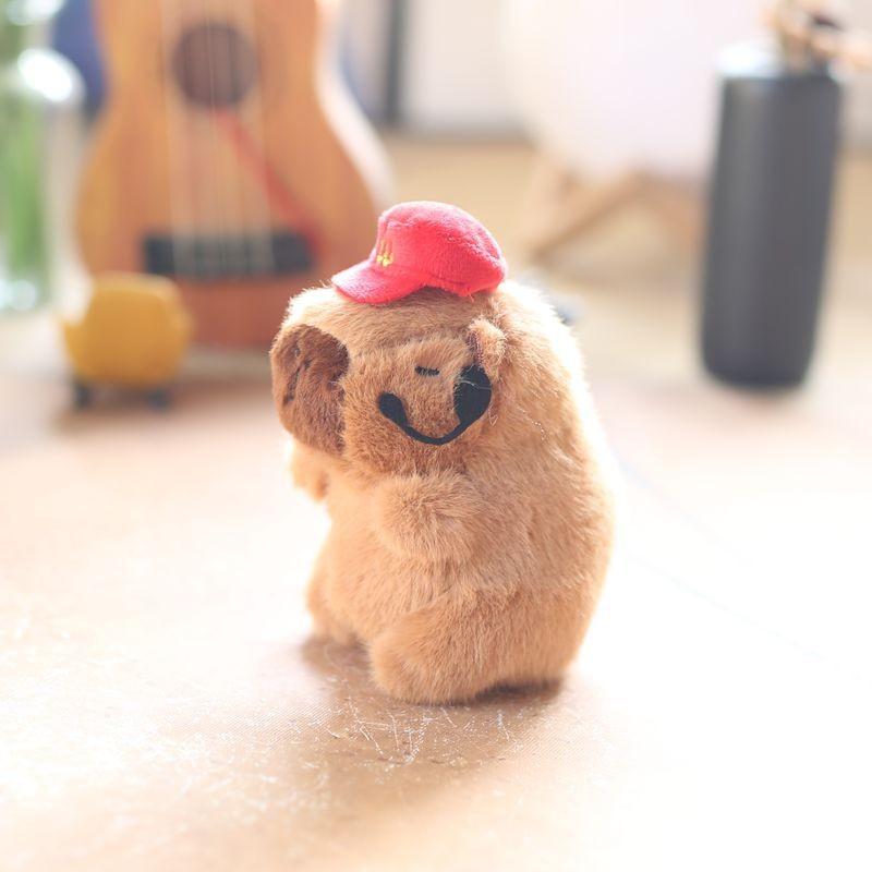 Charming White Capybara Plush Toy Soft Key Ring Cute Decorative Doll Keychain