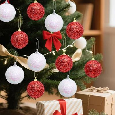 3 Stuks 8cm Kerst Glitter Ballen Nieuwjaar DIY Kerstbal Ornamenten Goud Sprankelend Kerstboom Hangende Hangers Feest Ornamenten