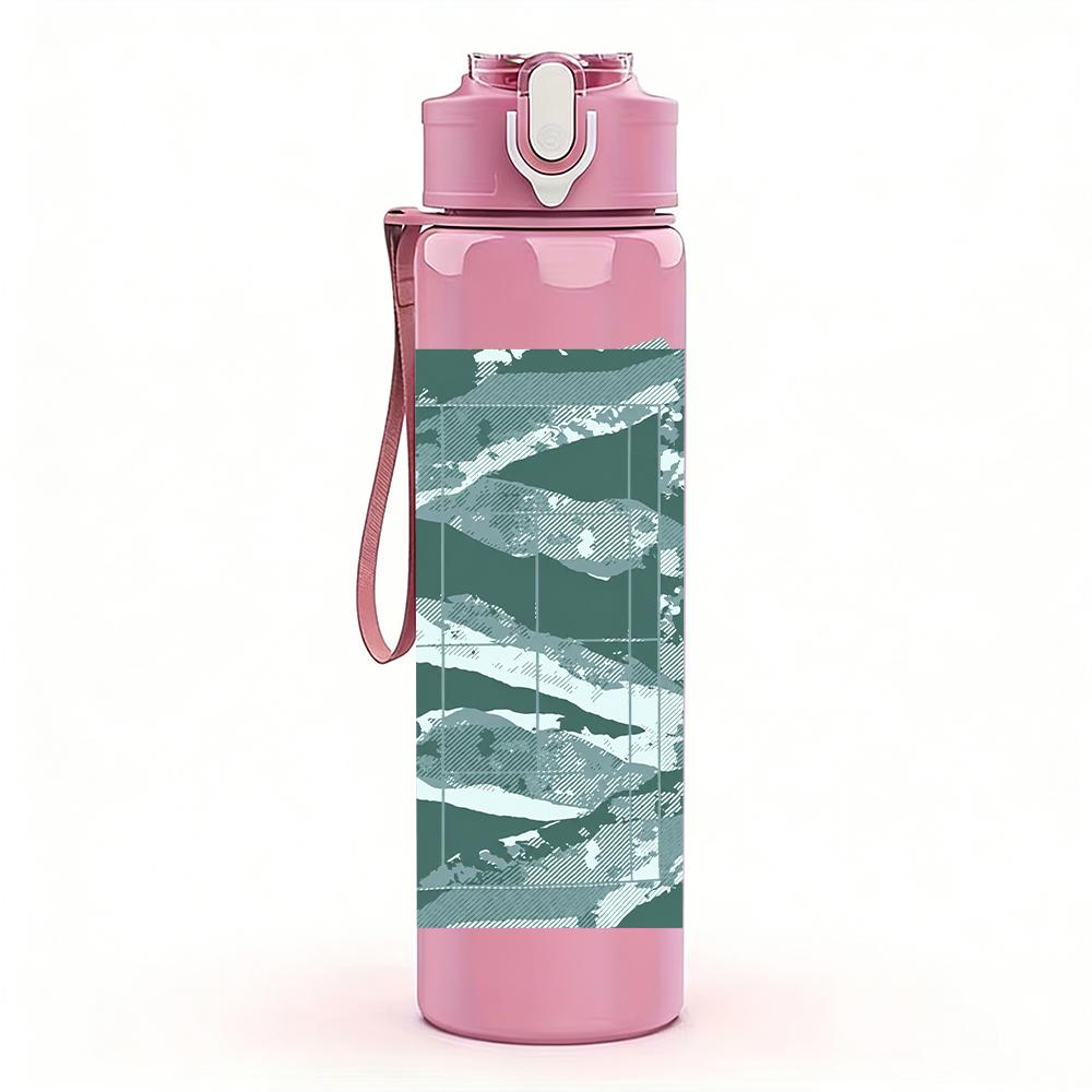 1PC Two female singers color portrait print 750ml colorful plastic sports water bottle leakproof pop up lid with straw for outdoor work home use