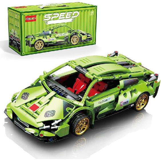 Sosuy 1:18 Super Sports Car Model Building Bricks Sets - 513 pcs MOC Rally Car Raceing Engineering Toys for Play and Display - Model Toy Gift Idea зелёный