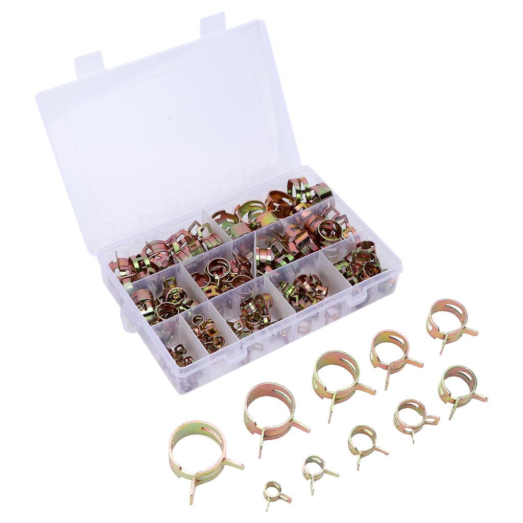 100pcs Spring Clips Clamps Assortment Kit for Air Hose Water Pipe Automotive Fuel Line