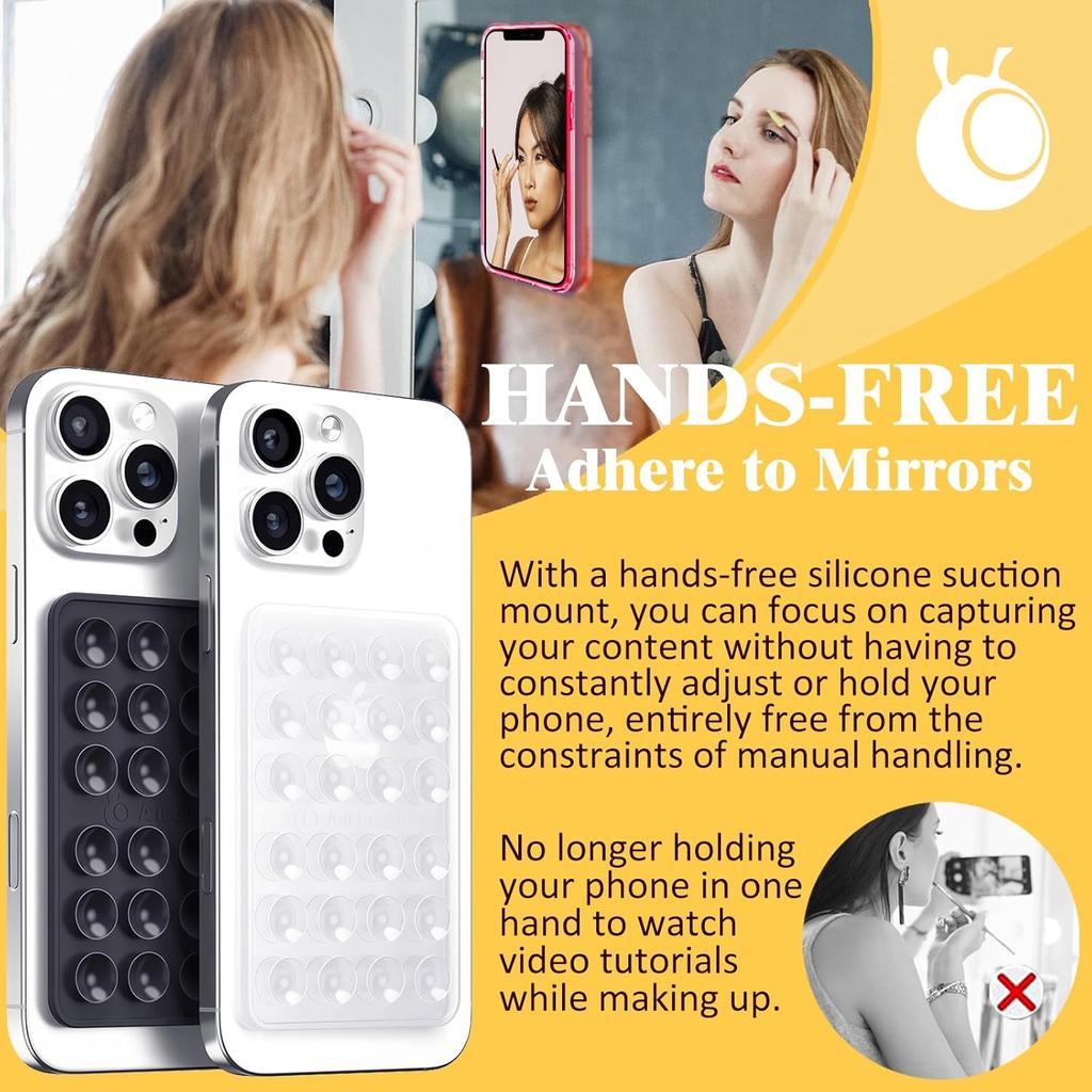 Anteel MAX-Sized Silicone Suction Phone Case Adhesive Mount, Durable, Hands-Free Sticky Phone Holder, Upgraded Thickened and Enhanced Suction Power