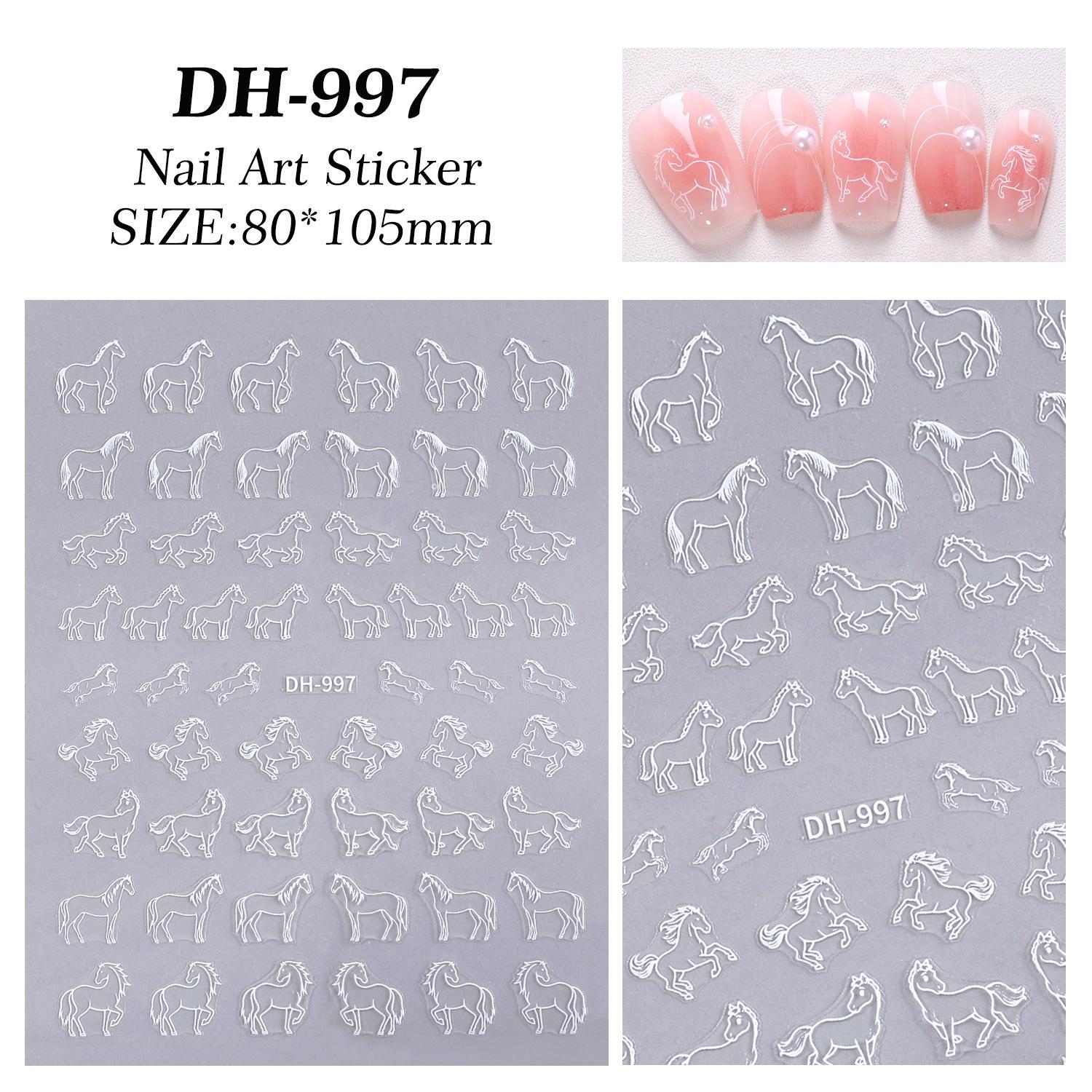 Nail Stickers Embossed Nail Stickers DIY Nail Art Decoration Manicure Sticker Cute Cartoon Minimally Hand-painted Pony