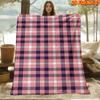 1 Stück 2D Flachdruck Frühling & Sommer Neuankunft Rosa Lila Karomuster Digitaldruck Decke, Alle Jahreszeiten, Lässige Wohndecke, 100% Polyester Weich A