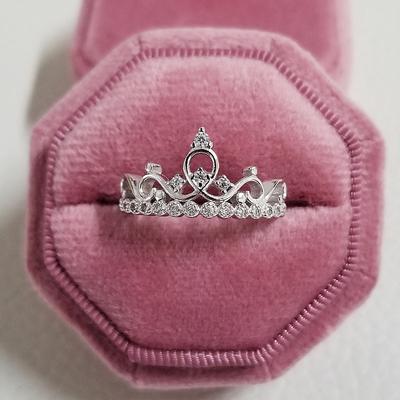 925 Sterling Silver Fashion Versatile European and American Crown Rings Ladies Popular Rings