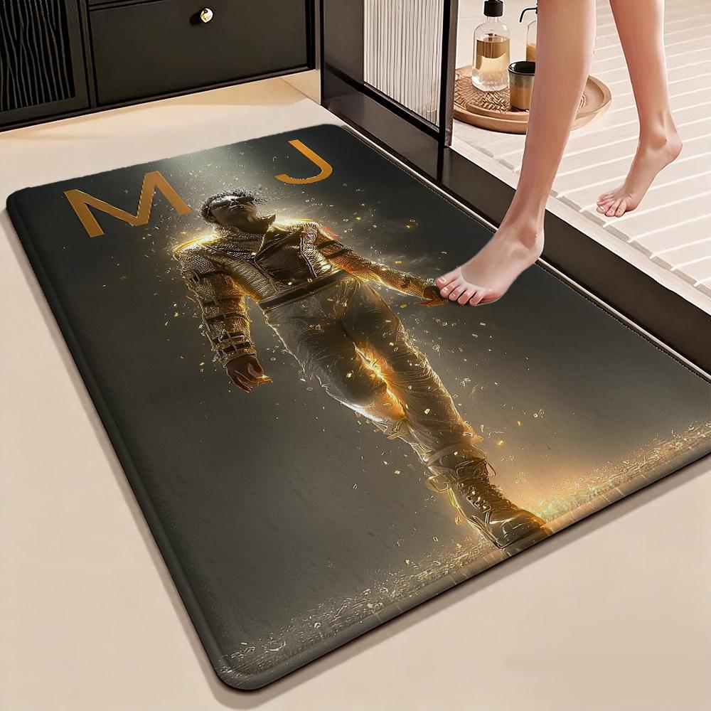 Michael Jackson Portrait Signature Printed Rug Absorbent Nonslip Carpet For Hallway Balcony Study Home Party Decor Halloween Gift