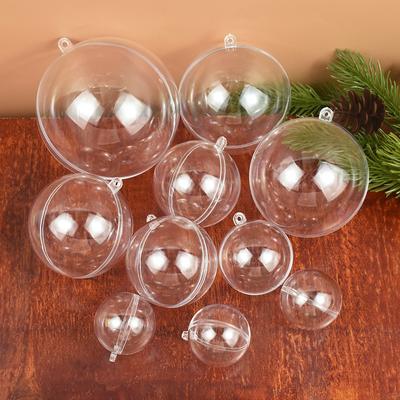 4-10CM Bola Transparente de Natal Plástico Enchível Bola Enfeite de Pendurar para Árvore de Natal Decoração para Casa Casamento Festa Caixa de Presente