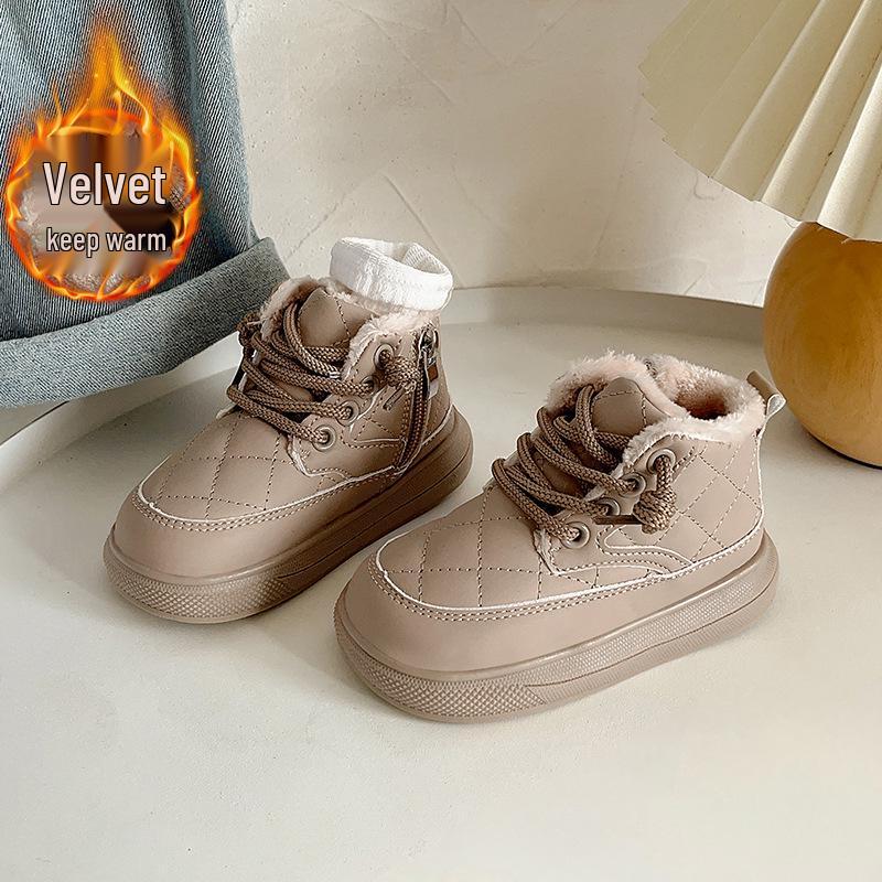 

Ботильоны для мальчиков: Детская обувь на мягкой подошве, с плюшевой подкладкой для осени/зимы. Теплые хлопковые сноубутсы для младенцев и маленьких детей. 15