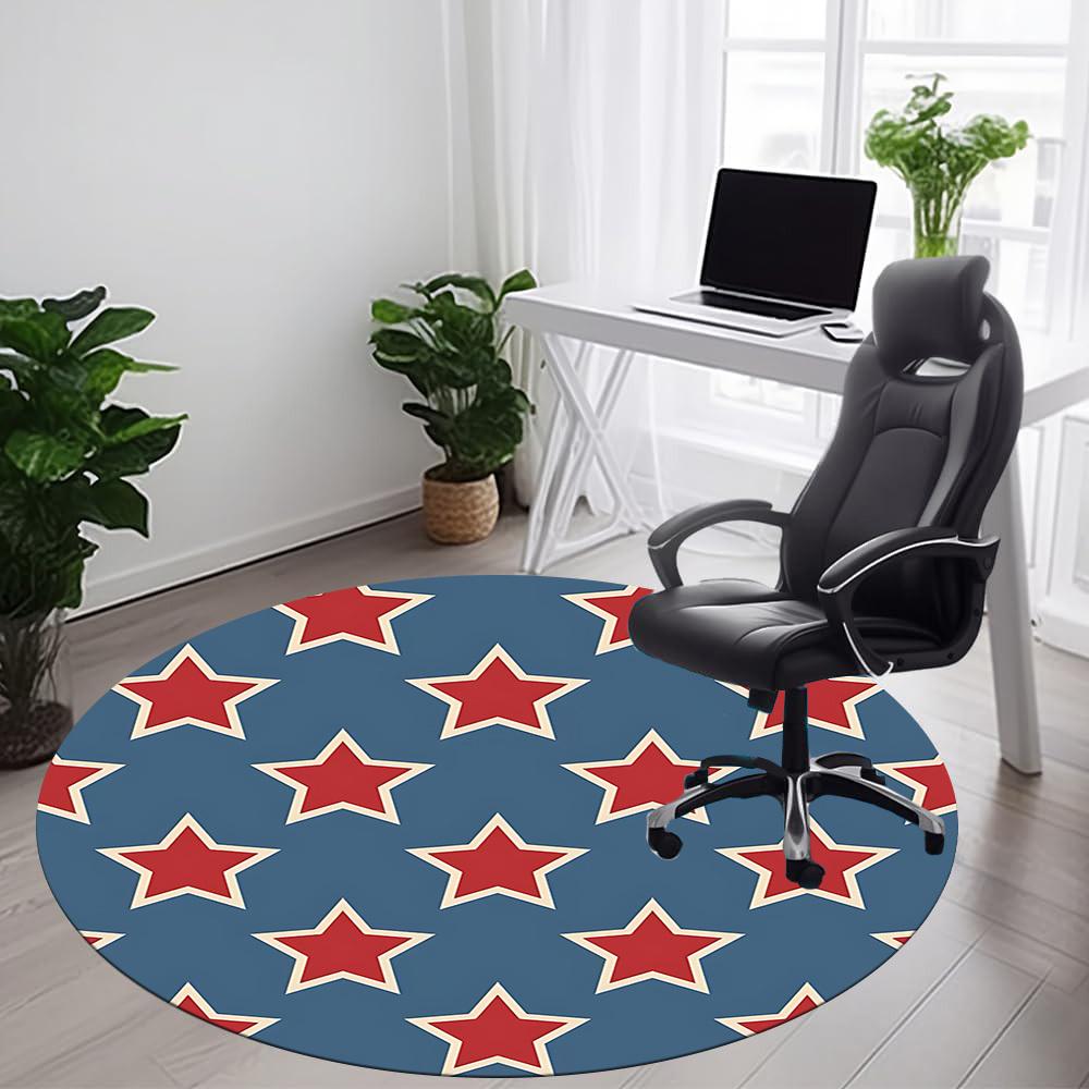 1pc Stars Circle Office Round Area Rug, Under Office Chairs Bedroom Living Room Home Decor, Room Deco