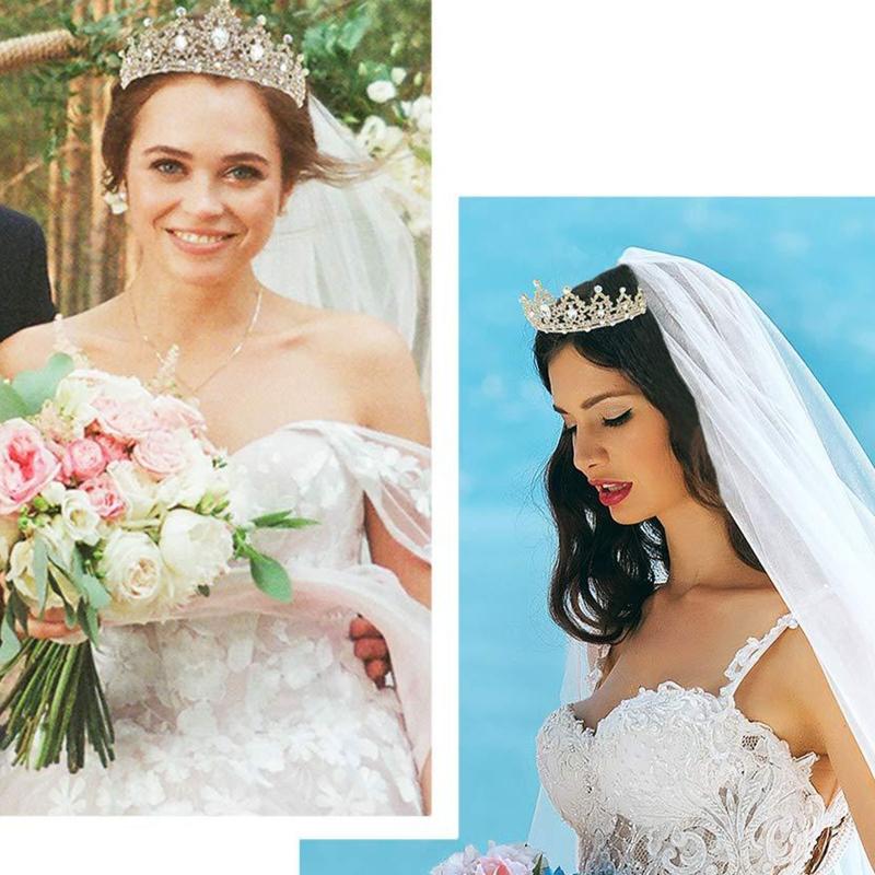 Couronnes et Tiaras en Cristal Couronne de Princesse Tiaras de Mariage pour la Mariée avec Peigne Bandeau Strass Tiare de Reine