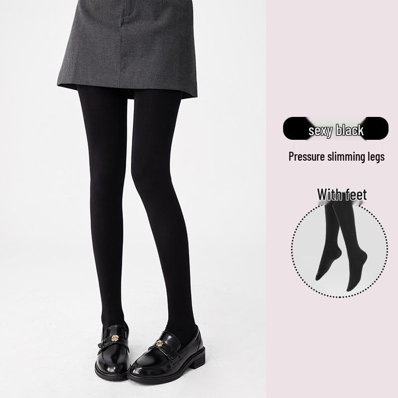 Women's Velvet Leggings: Autumn/Winter Thick Bare-Leg Look, Black Slimming, Non-Slip Pantyhose.