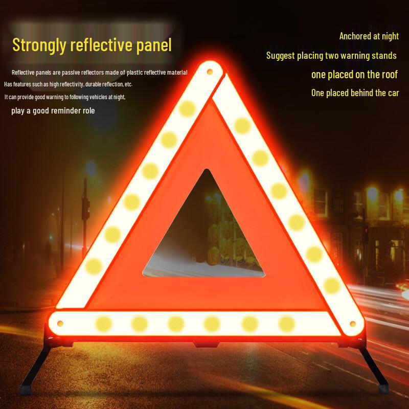 Reflective Car Warning Triangle with Tripod