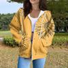 Sudadera con capucha para mujer, informal, de manga larga, con cremallera, estampado de lunares y rayas, ligera, para uso interior y exterior