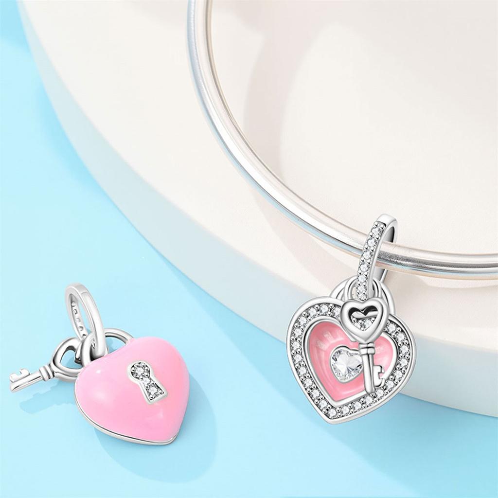 Charming Lucky Charm Key Heart Lock Beaded Bracelet Accessory