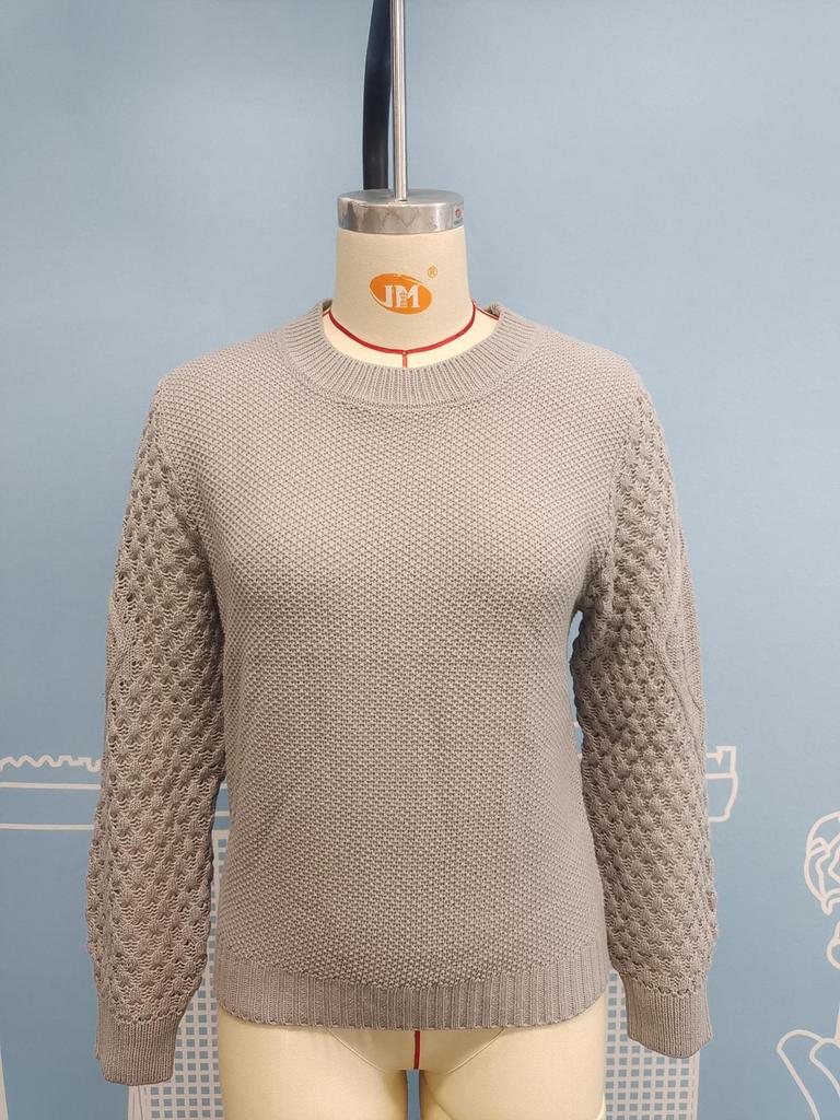 Women's Long Sleeve Cable Knit Pullover Sweater by Dunhuang