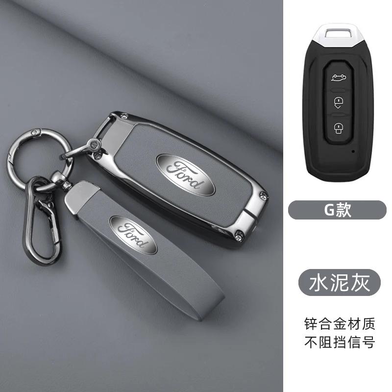Car Sticker For Ford Zinc Alloy Car 3 Buttons Key Case Cover Protector Shell For Ford Territory 2019 2020 2021 2022 2023 2024 Sm