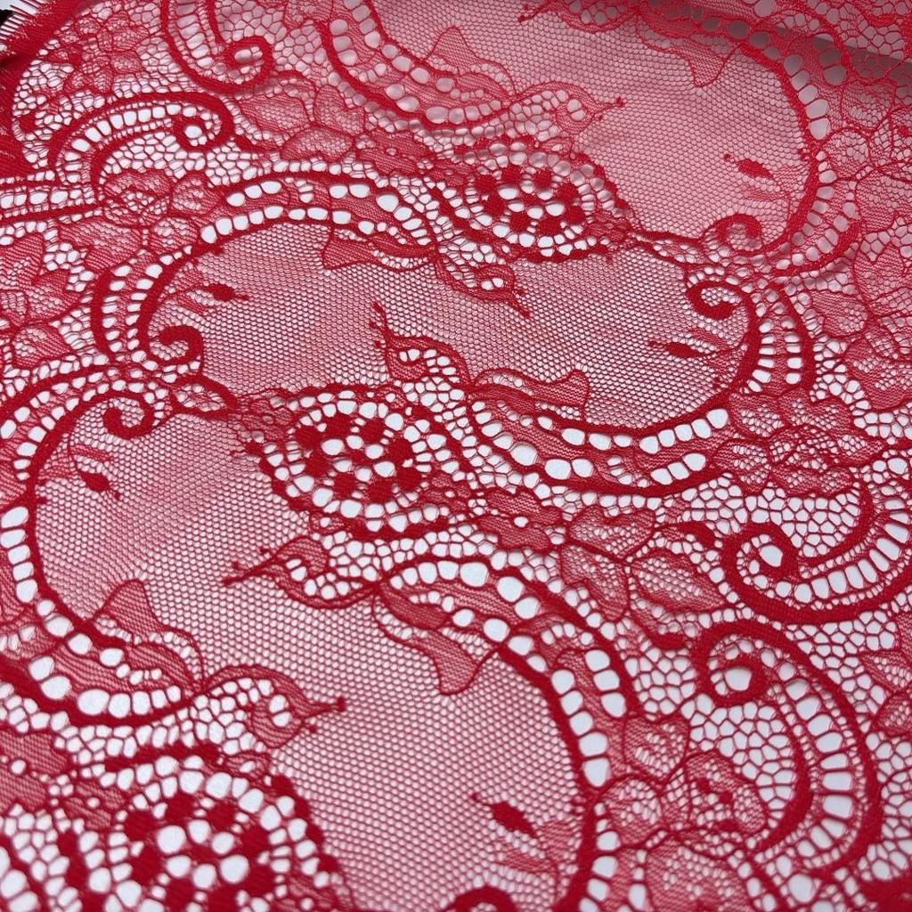 3m x 28cm Red Chantilly Lace, Inelastic French Eyelash Nylon Lace Fabric for Sewing, Bra, Underwear, Lingerie, Dress, Garment, Crafting