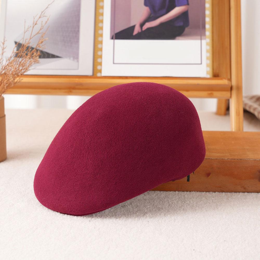 

Winter Solid Color Felt Beret Chapeu Fedora Newsboy Cap Winter Hat Thick Fashion Vintage Street Classic Soft Wool Warm Women Cap One Size красный