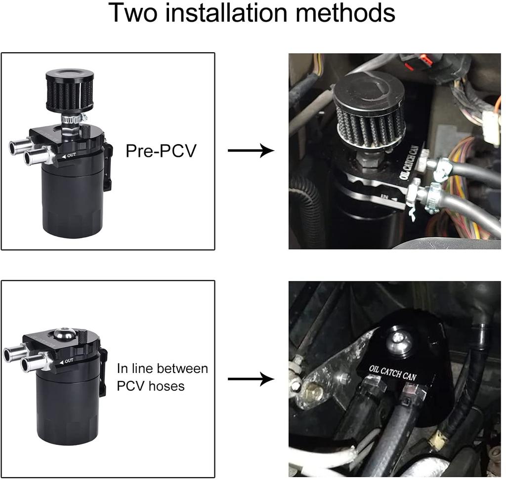 Car Baffled Aluminum Oil Catch Can Reservoir Tank with Air Filter Breather Baffled Fittings Breathable Kettle