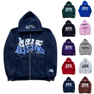 Hanoră cu imprimeu la modă de stradă Hanorac cu fermoar cu grafic Hip Hop Îmbrăcăminte de stradă ținută vintage supradimensionată