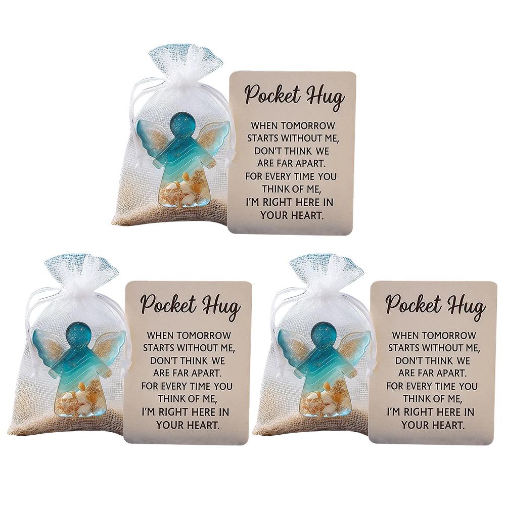 1-3Pcs Mini Resin Angel Pocket Hug with Encouragement Card Cute Birthday Gift Sentimental Present for Friends And Family