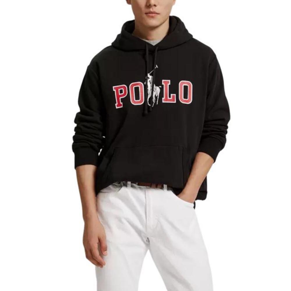Polo Ralph Lauren SS24 Large Logo Letter Print Hooded Long Sleeve Sweatshirt Unisex Sweatshirt Black MNPOKNI16821962-001
