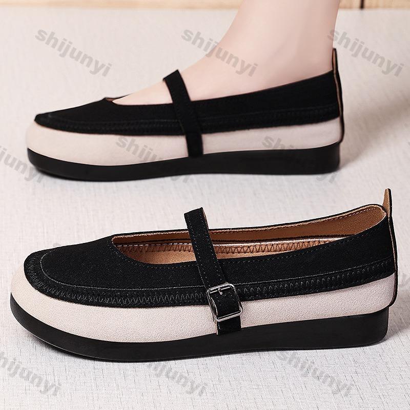 Fashion 2025 Women's Summer Lightweight Breathable Casual Shoes Fashion Buckles Anti Slip Flat Shoes Height Increasing Women Loafers