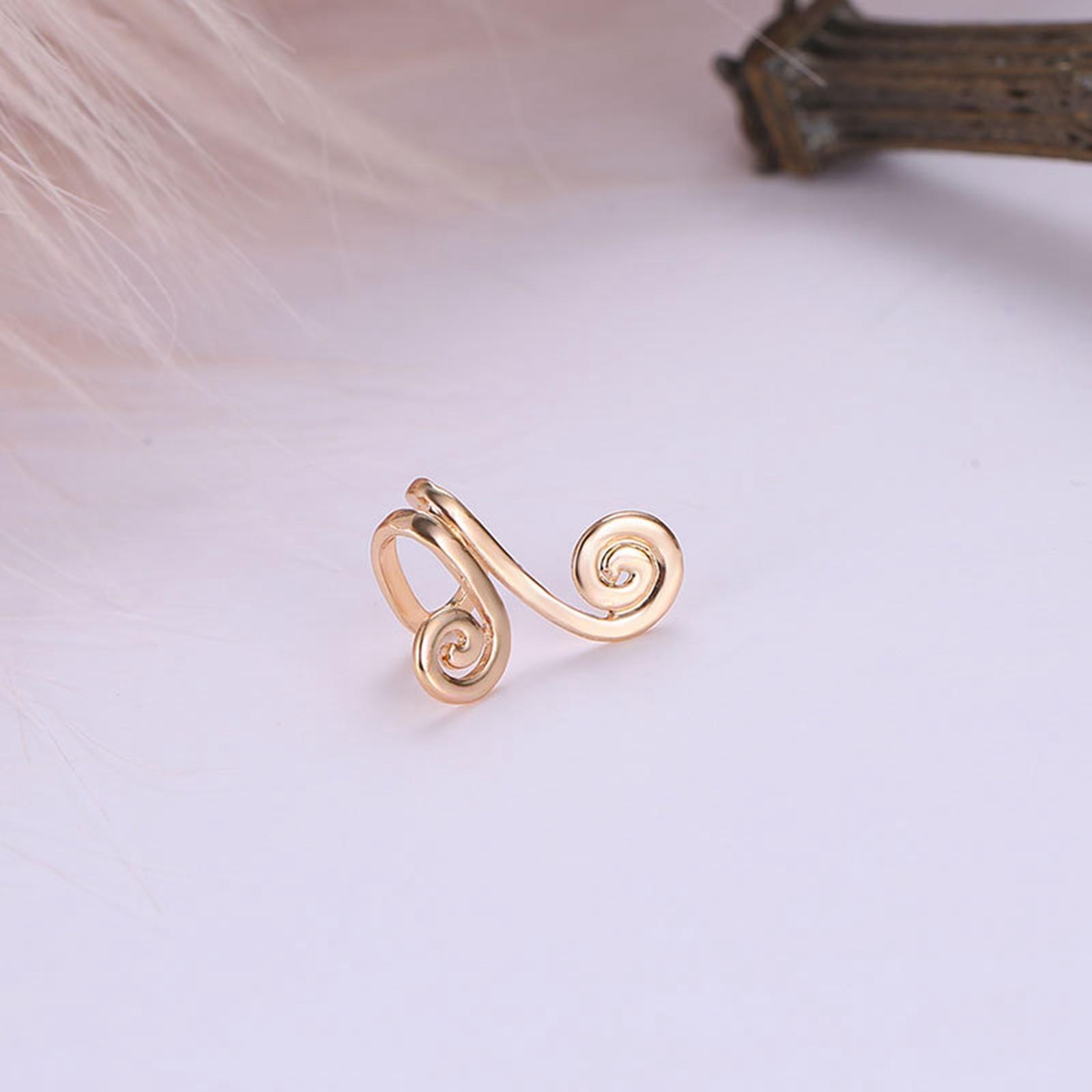 Women Ear Cuff Clip Non Pierced Ear Wrap Spiral Shape Adjustable Metal Ear Clip Jewelry for Daily Wear One Size золотой