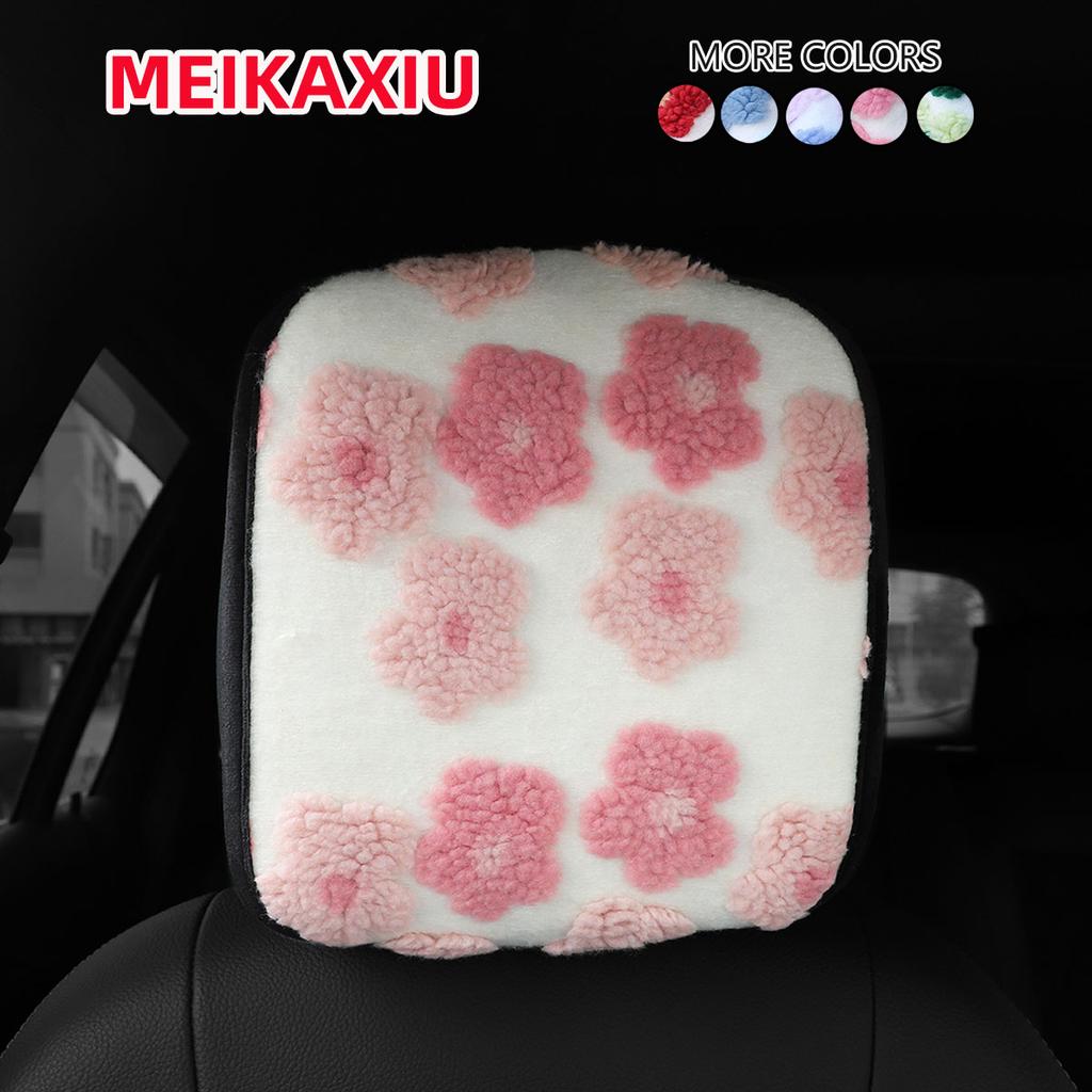 1 Winter Plush Three-dimensional Flower Color Car Head Hat Head by Head Pillow Cover Cushion Cover Anti-dirty Automotive Supplie