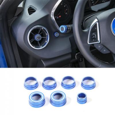 7x Blue Air Vent Headlight Button Ring Cover Bezel Trim For Chevrolet Camaro 17+