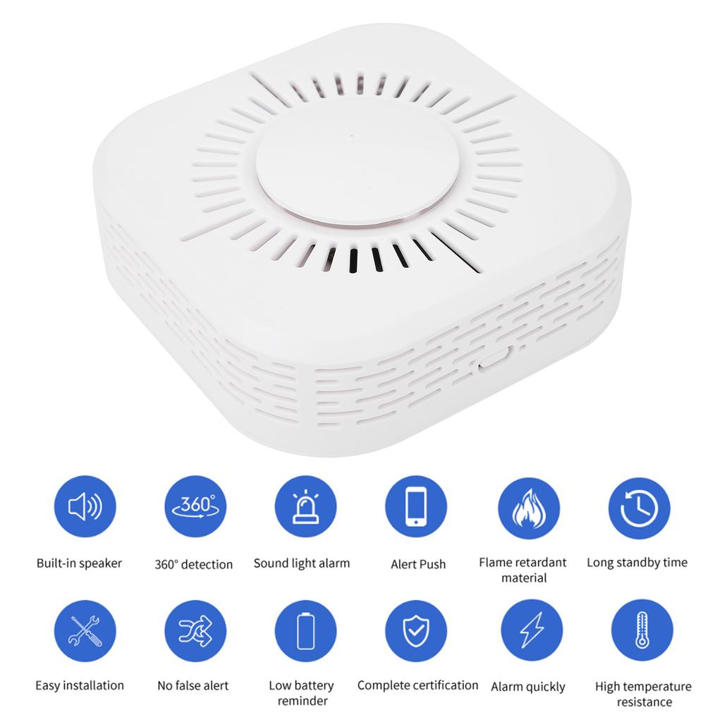 Wireless Wifi Smoke Detector Independent Warning Sound Light Alarm Low Power Consumption for Home Hotel for Tuya