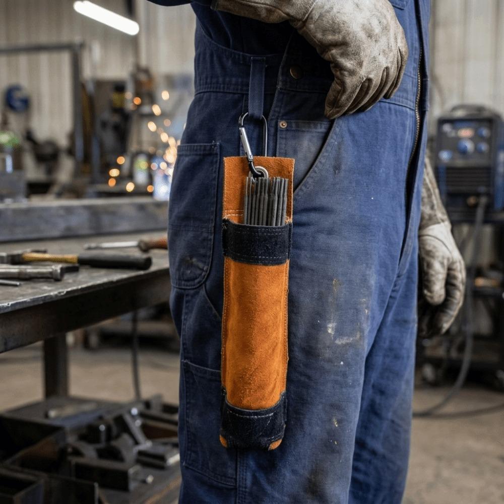 Cowhide Full Leather Electric Arc Welding Rod Bag Equipment Maintenance